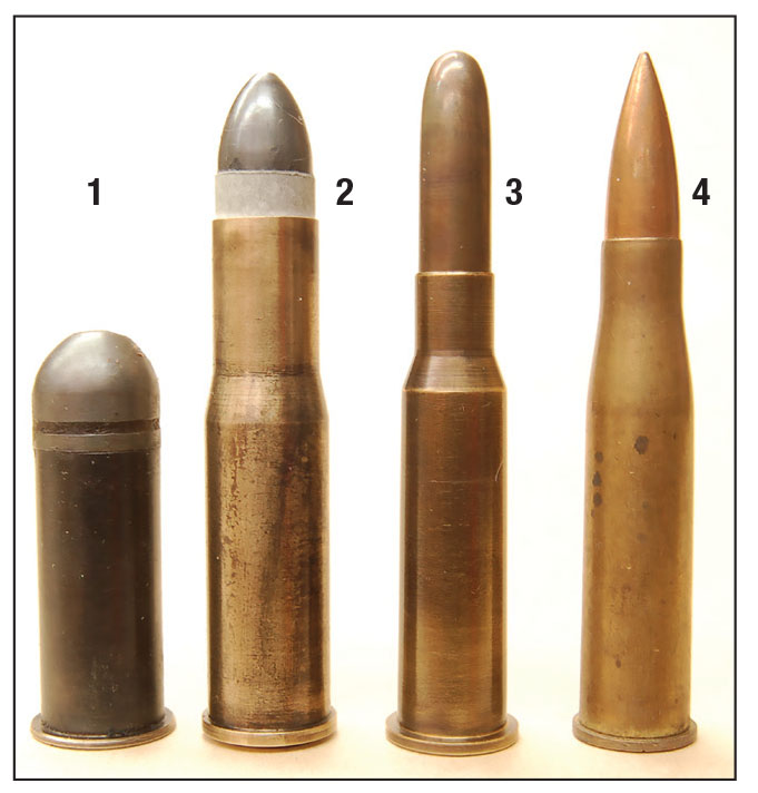 Austria’s military cartridges include: (1) 14.5x32.5mm rimfire, (2) 11x58mmR, (3) 8x50mmR and (4) 8x56mmR.